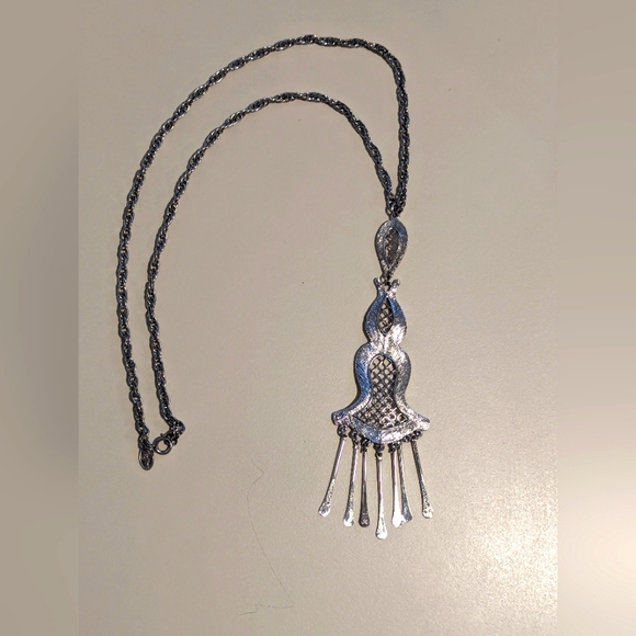 Vintage Vendome Silver Tone Tassel Necklace - Picture 1 of 5